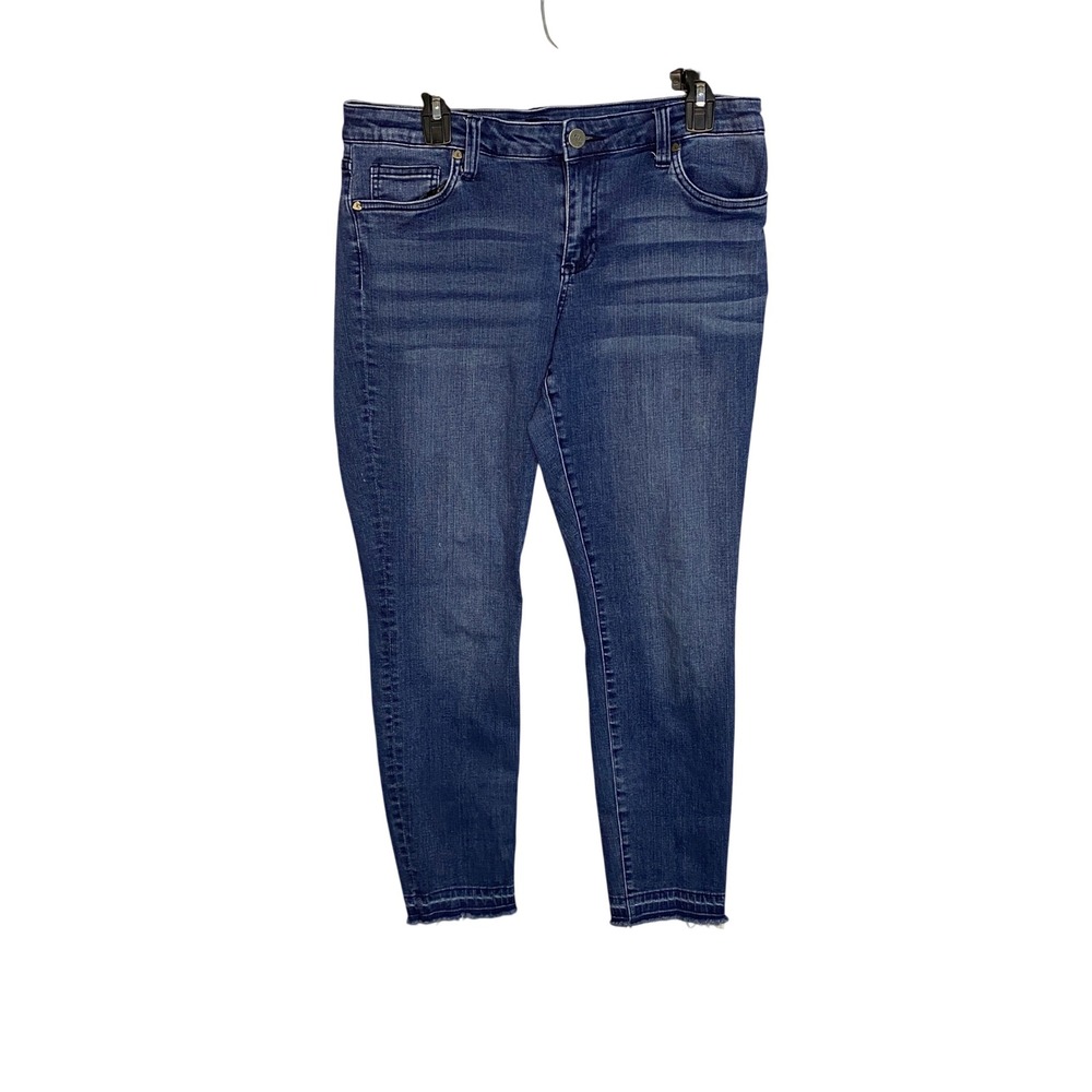 KUT from the Kloth Ankle Skinny Jeans Size 12 Blue Wash Frayed Hem‎ Denim